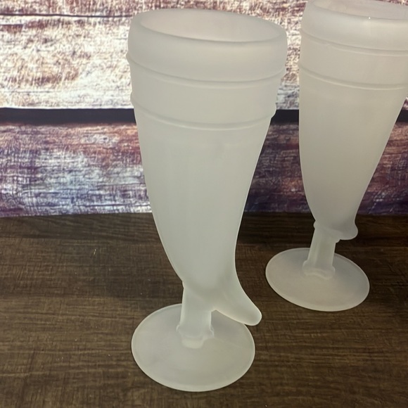Viking Powder horn frosted glasses Tiara 60’s set of 4 - Picture 3 of 9